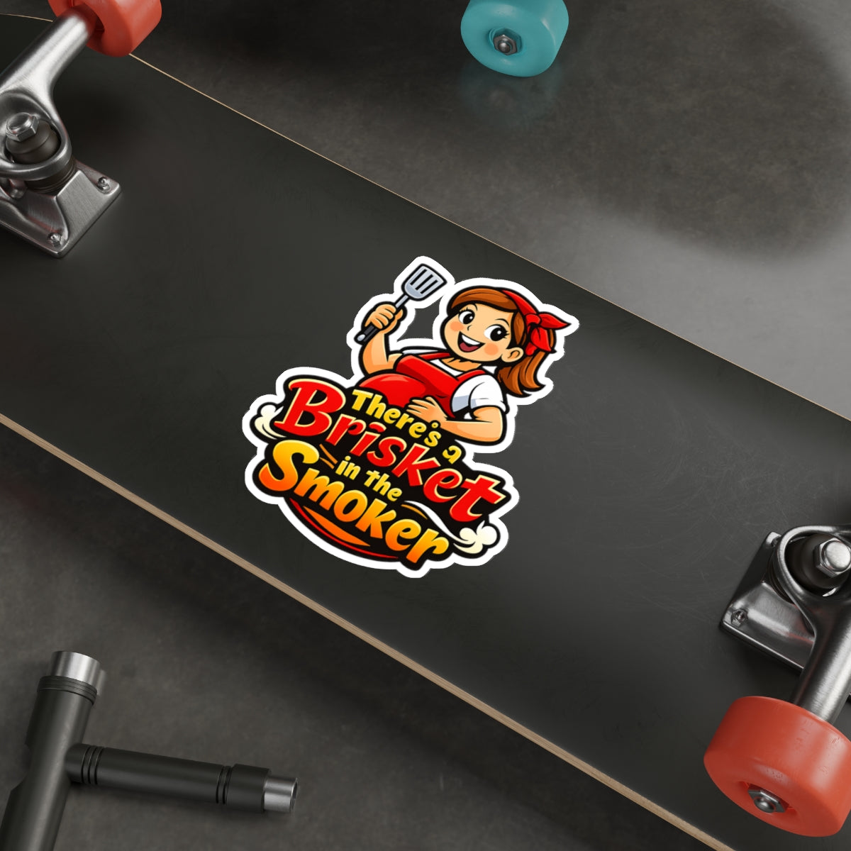 There's a Brisket in the Smoker Die-Cut Sticker — Funny BBQ Sticker