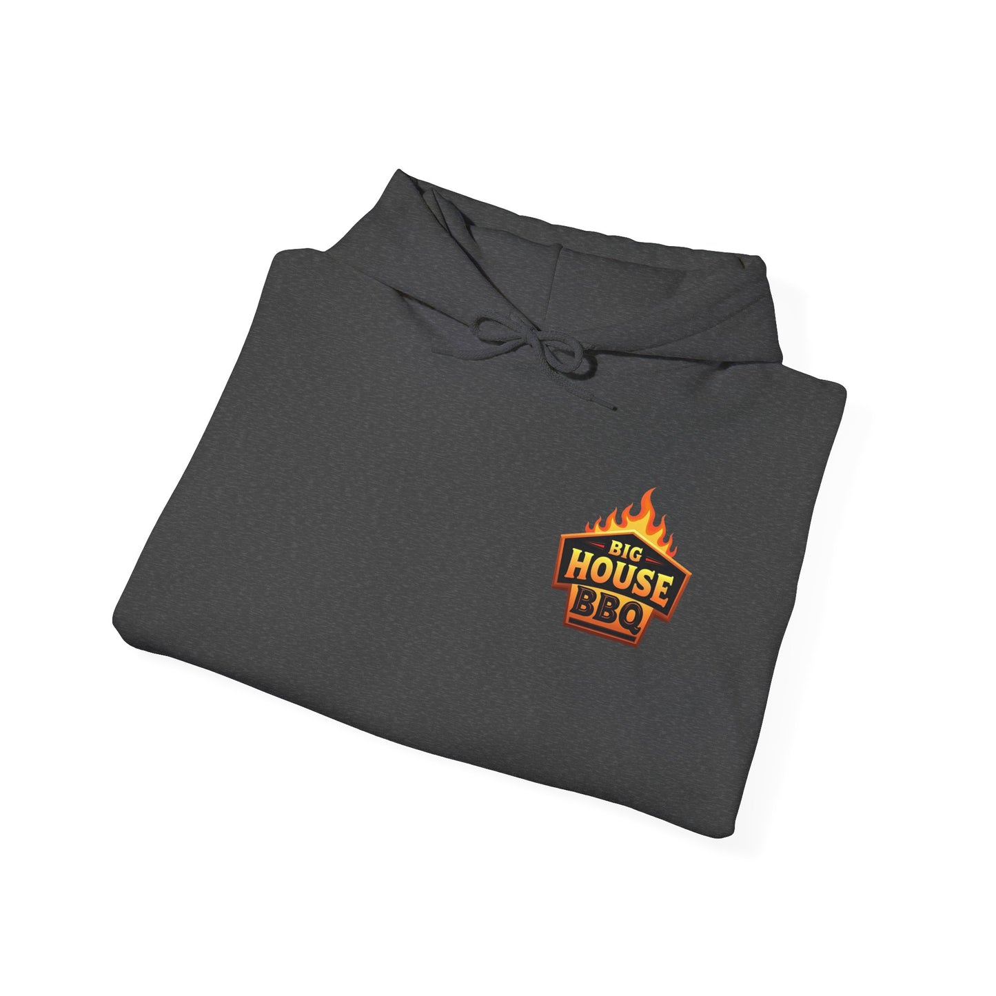 Big House BBQ Hoodie — Flame Logo Pullover for Grill Lovers