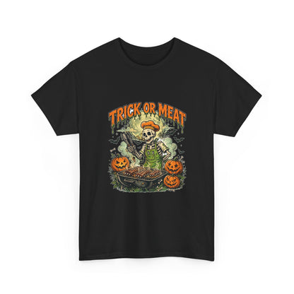 Trick or Meat Tee — Funny Halloween BBQ Skeleton T-Shirt