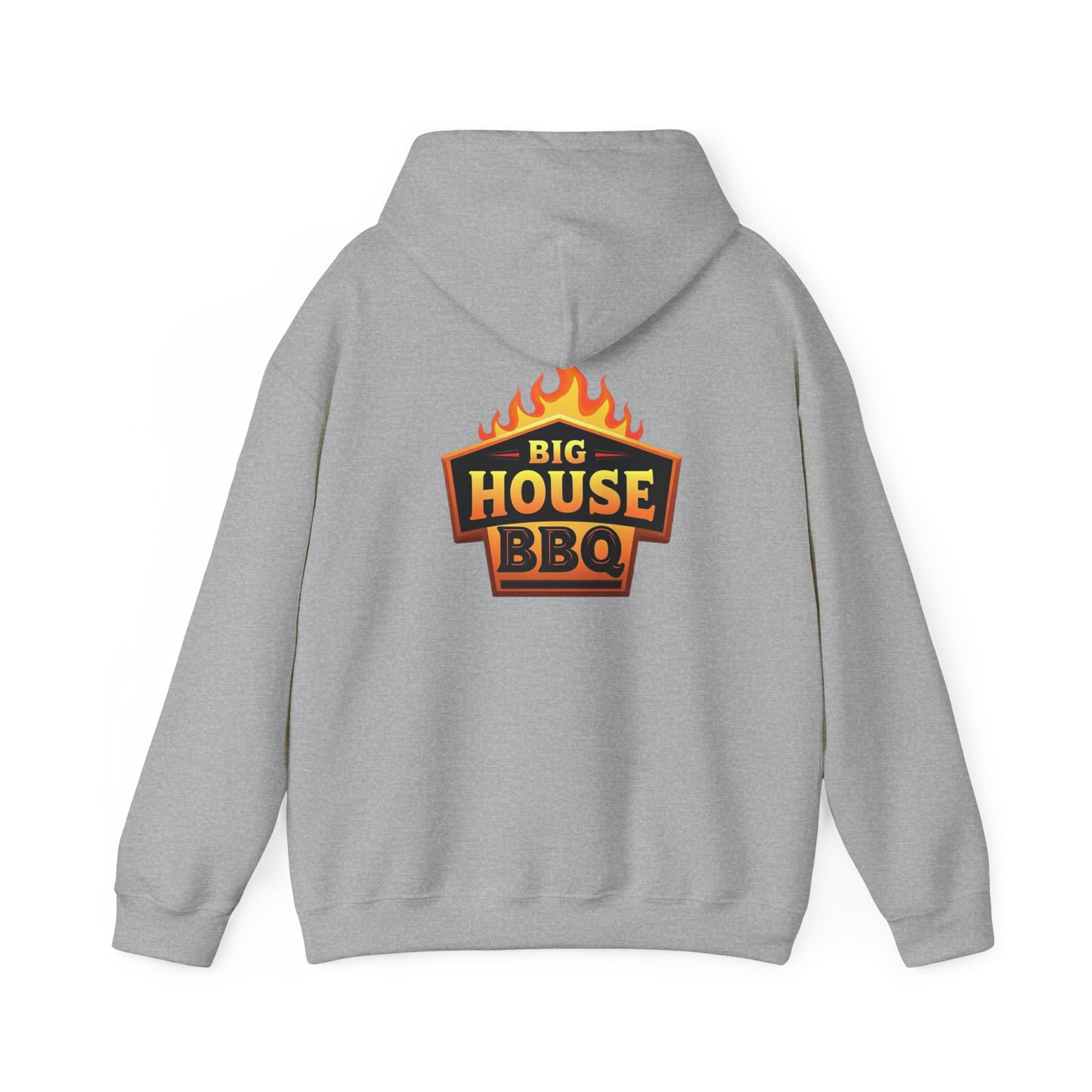 Big House BBQ Hoodie — Flame Logo Pullover for Grill Lovers