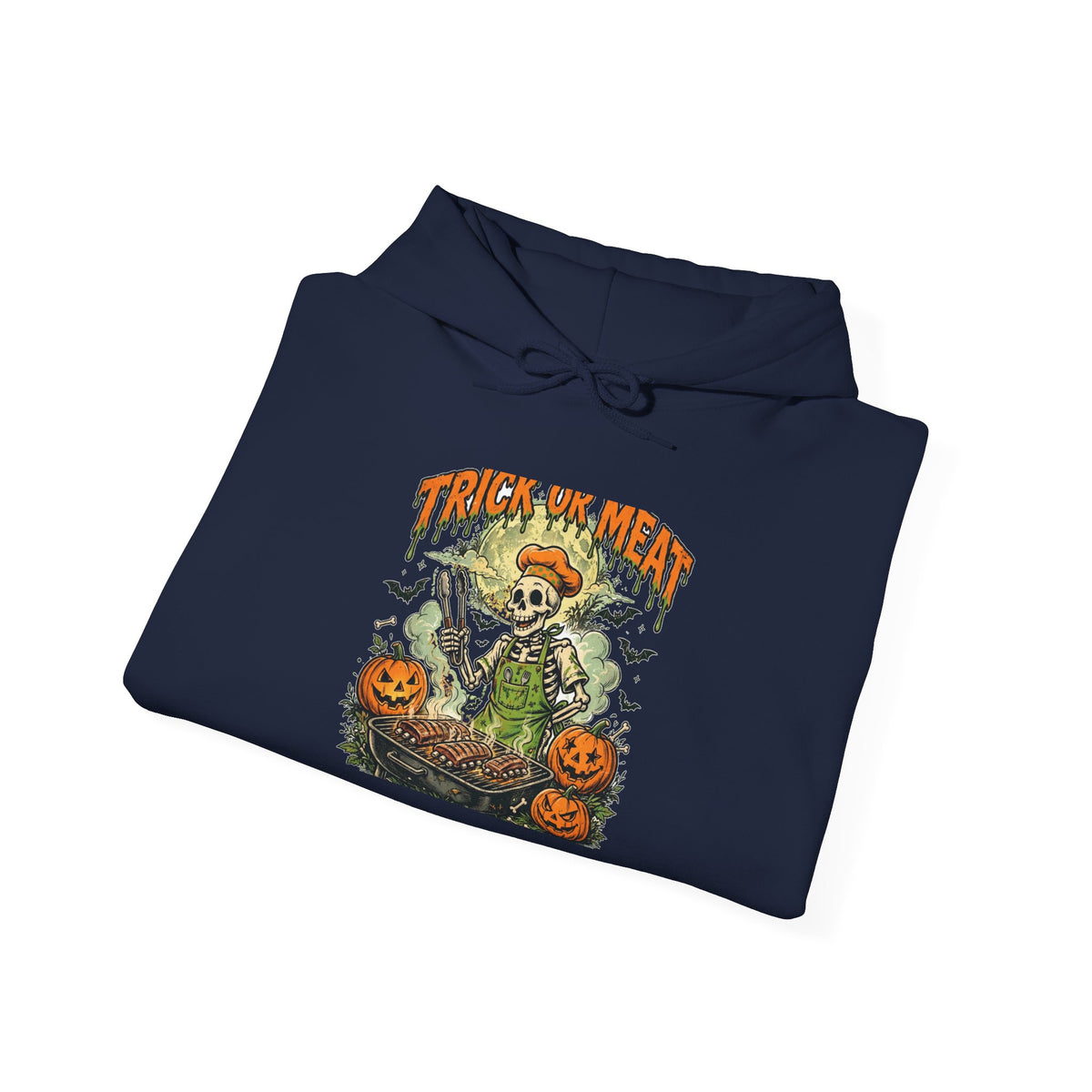Trick or Meat Hoodie — Funny Halloween BBQ Skeleton Pullover