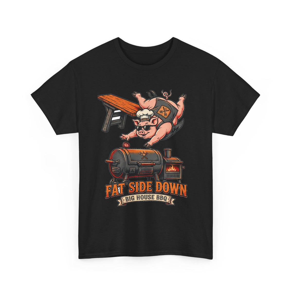 Fat Side Down Tee — Funny BBQ Pig Pitmaster Shirt