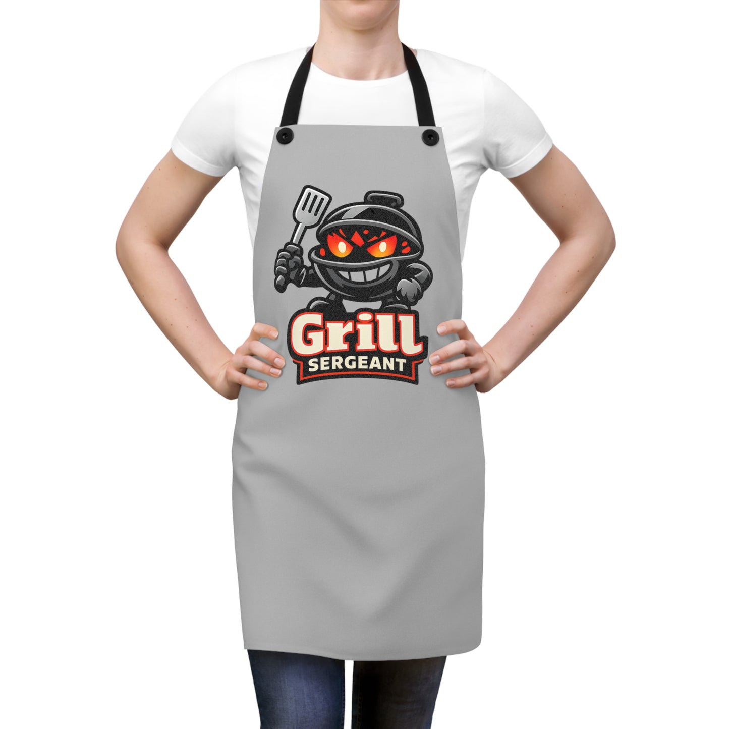 Grill Sergeant Apron — Funny BBQ Chef Apron with Grill Mascot