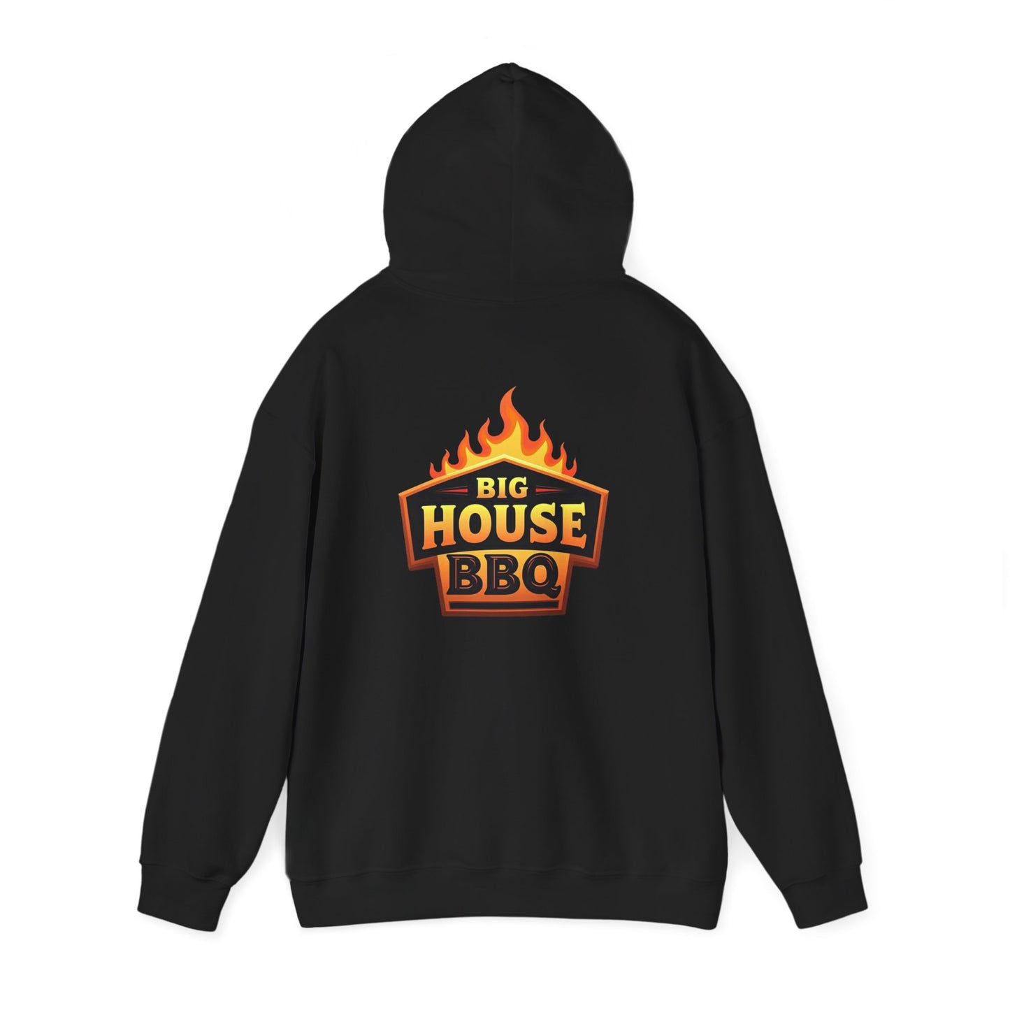 Big House BBQ Hoodie — Flame Logo Pullover for Grill Lovers