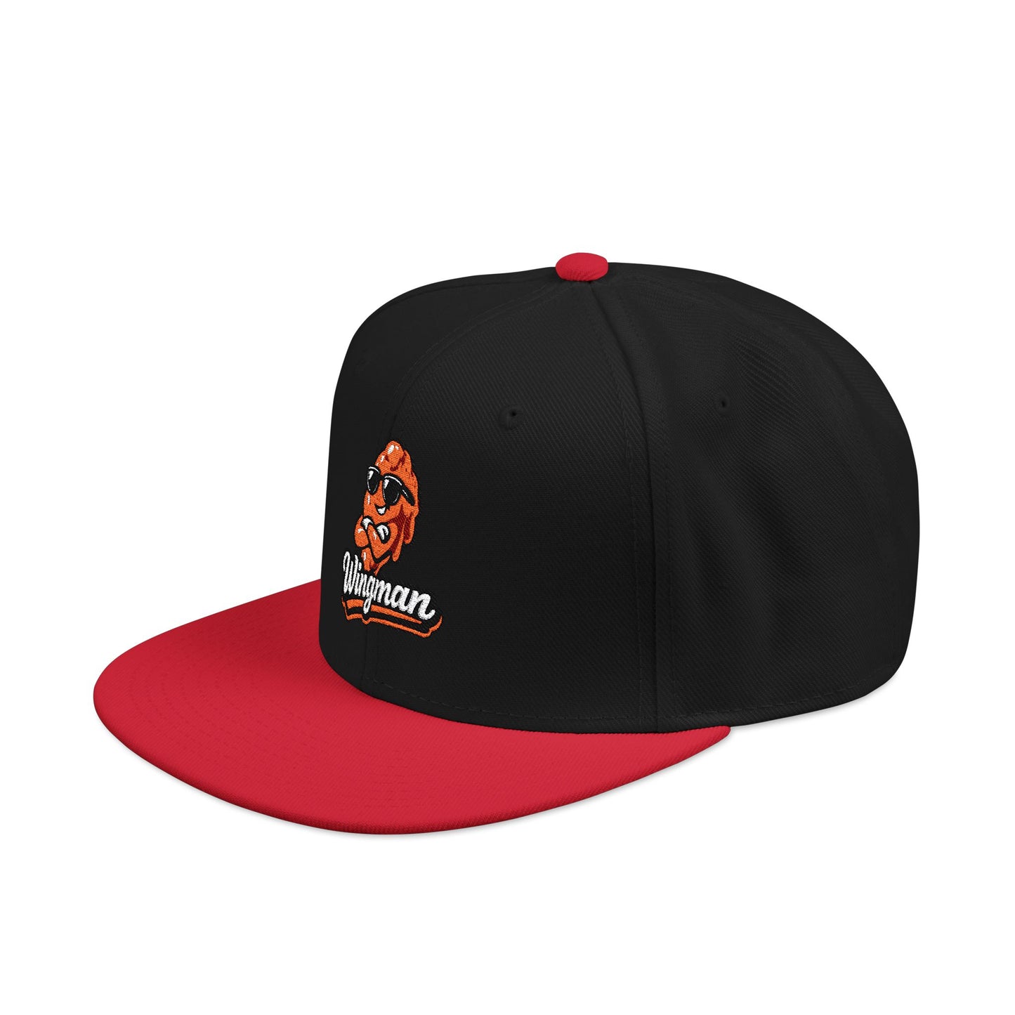 Embroidered Orange Mascot Snapback Hat — Retro Sports Logo Cap