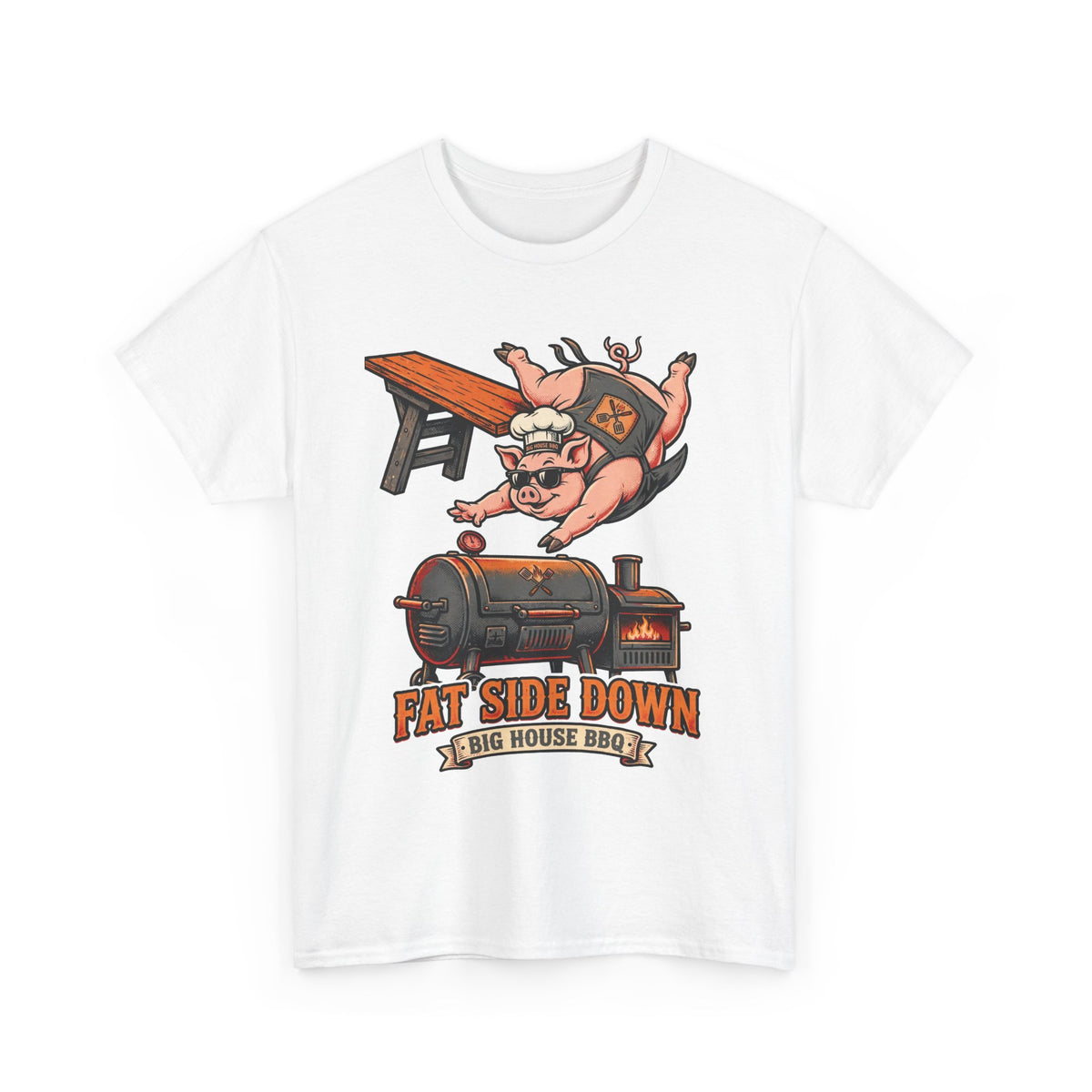 Fat Side Down Tee — Funny BBQ Pig Pitmaster Shirt