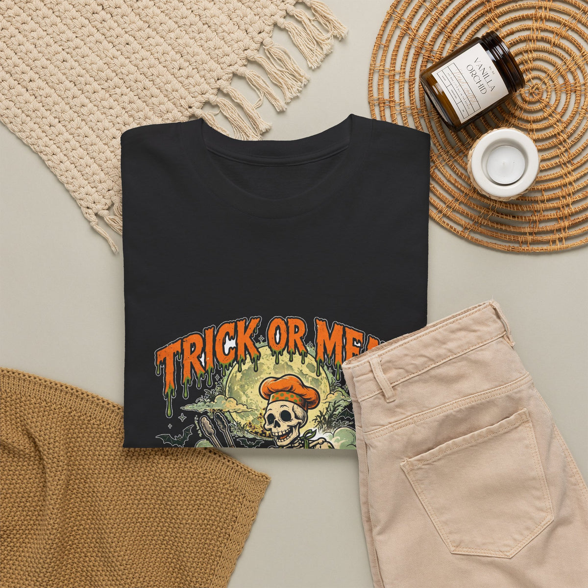 Trick or Meat Tee — Funny Halloween BBQ Skeleton T-Shirt