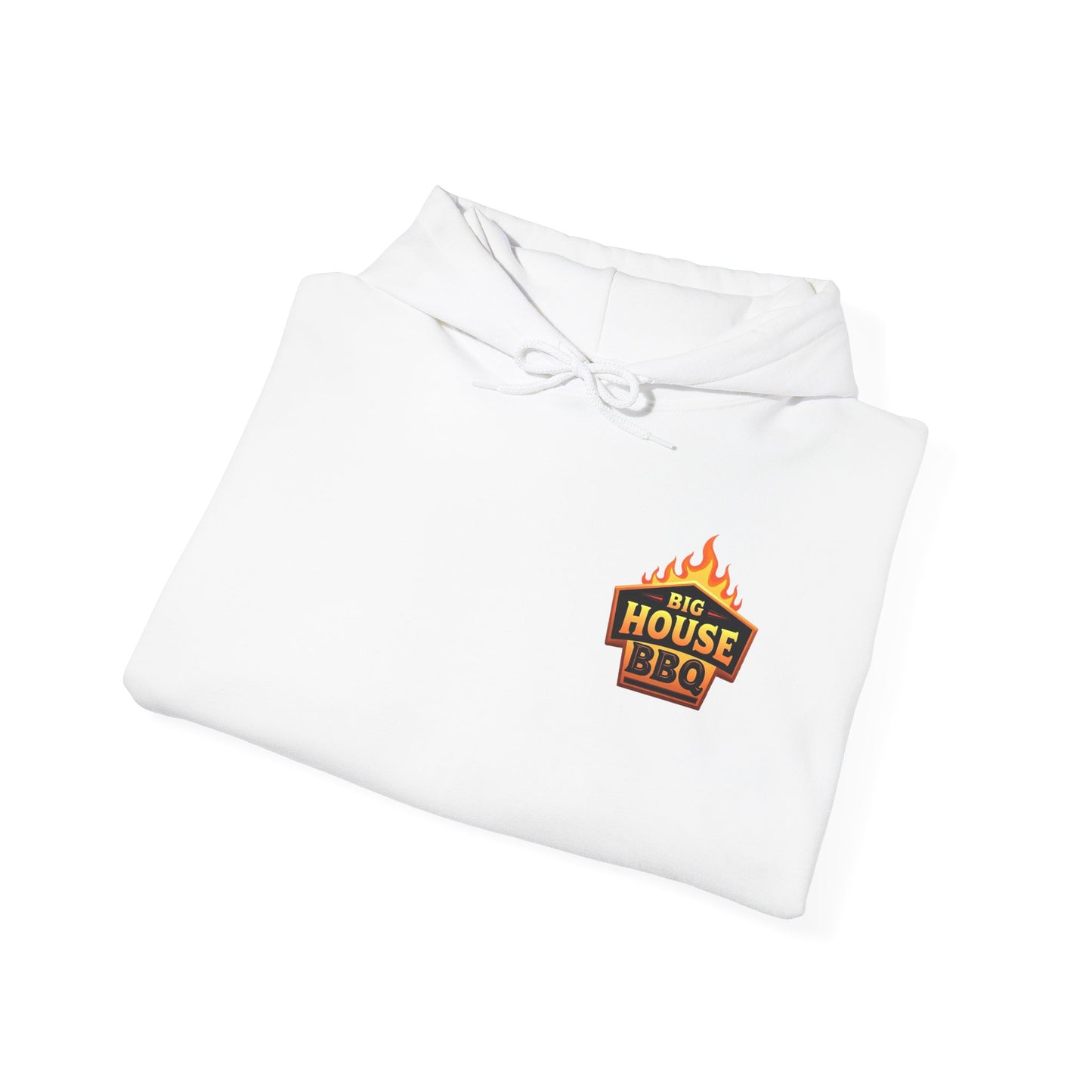 Big House BBQ Hoodie — Flame Logo Pullover for Grill Lovers
