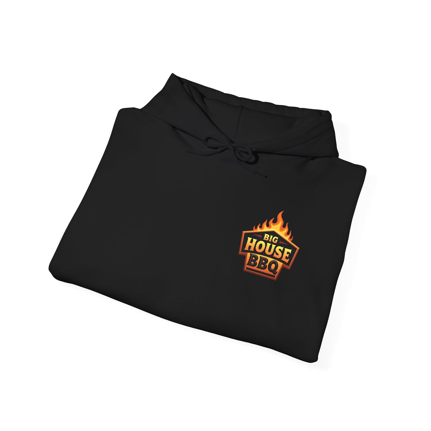 Big House BBQ Hoodie — Flame Logo Pullover for Grill Lovers