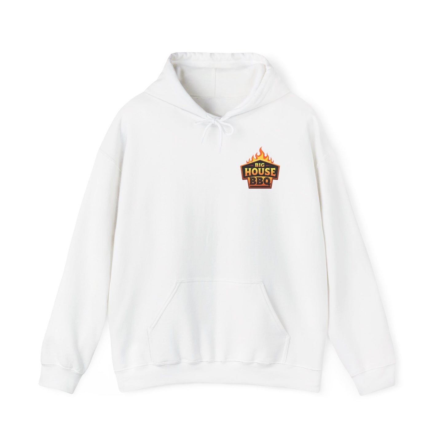 Big House BBQ Hoodie — Flame Logo Pullover for Grill Lovers