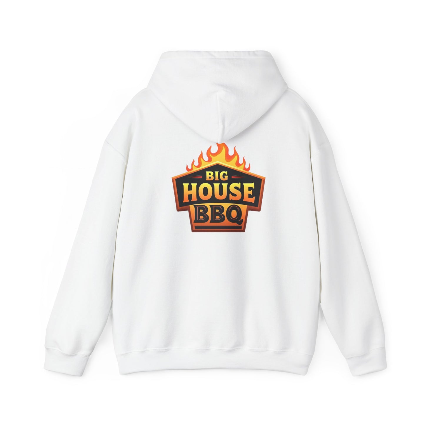 Big House BBQ Hoodie — Flame Logo Pullover for Grill Lovers