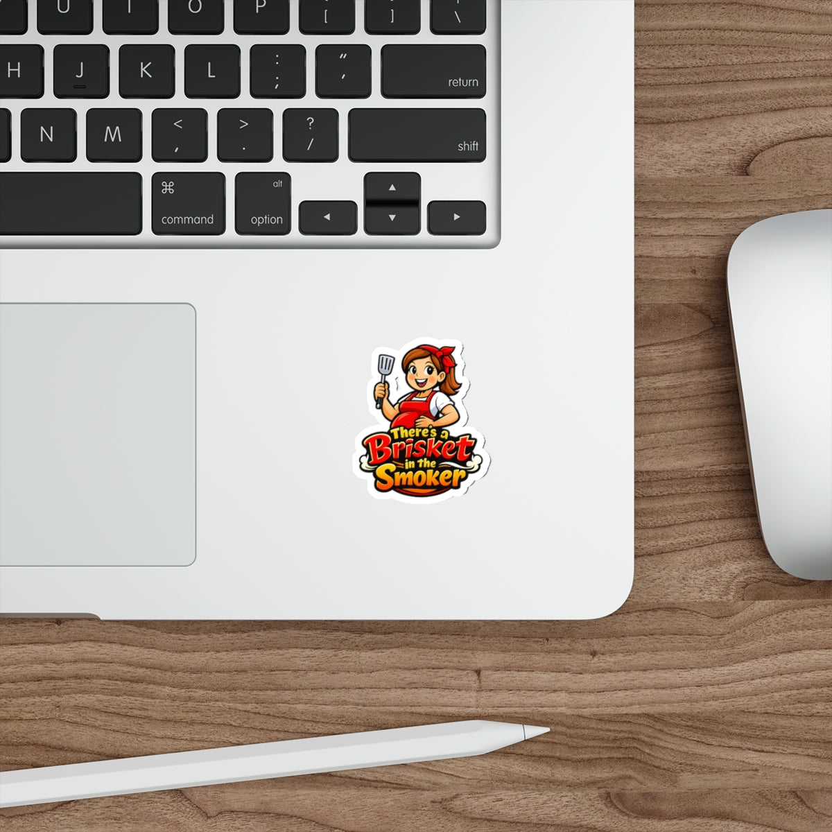 There's a Brisket in the Smoker Die-Cut Sticker — Funny BBQ Sticker