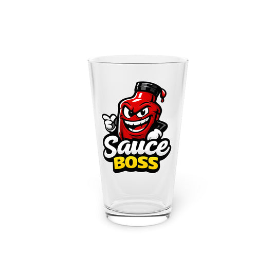 Sauce Boss Pint Glass — Funny BBQ Beer Glass, 16oz