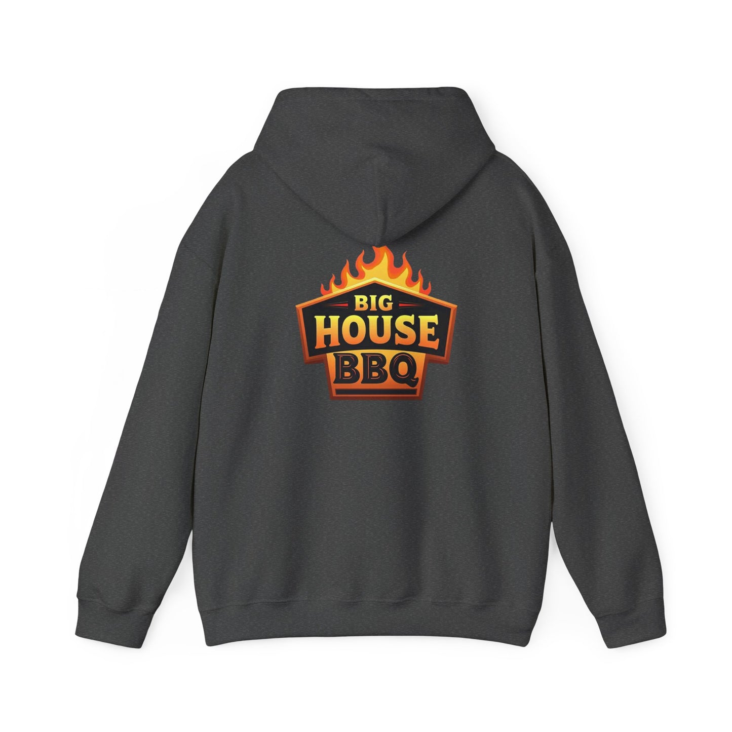 Big House BBQ Hoodie — Flame Logo Pullover for Grill Lovers