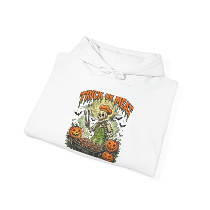 Trick or Meat Hoodie — Funny Halloween BBQ Skeleton Pullover