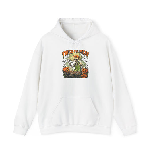 Trick or Meat Hoodie — Funny Halloween BBQ Skeleton Pullover