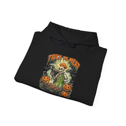 Trick or Meat Hoodie — Funny Halloween BBQ Skeleton Pullover