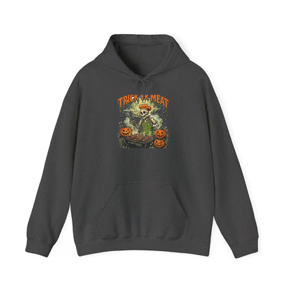 Trick or Meat Hoodie — Funny Halloween BBQ Skeleton Pullover