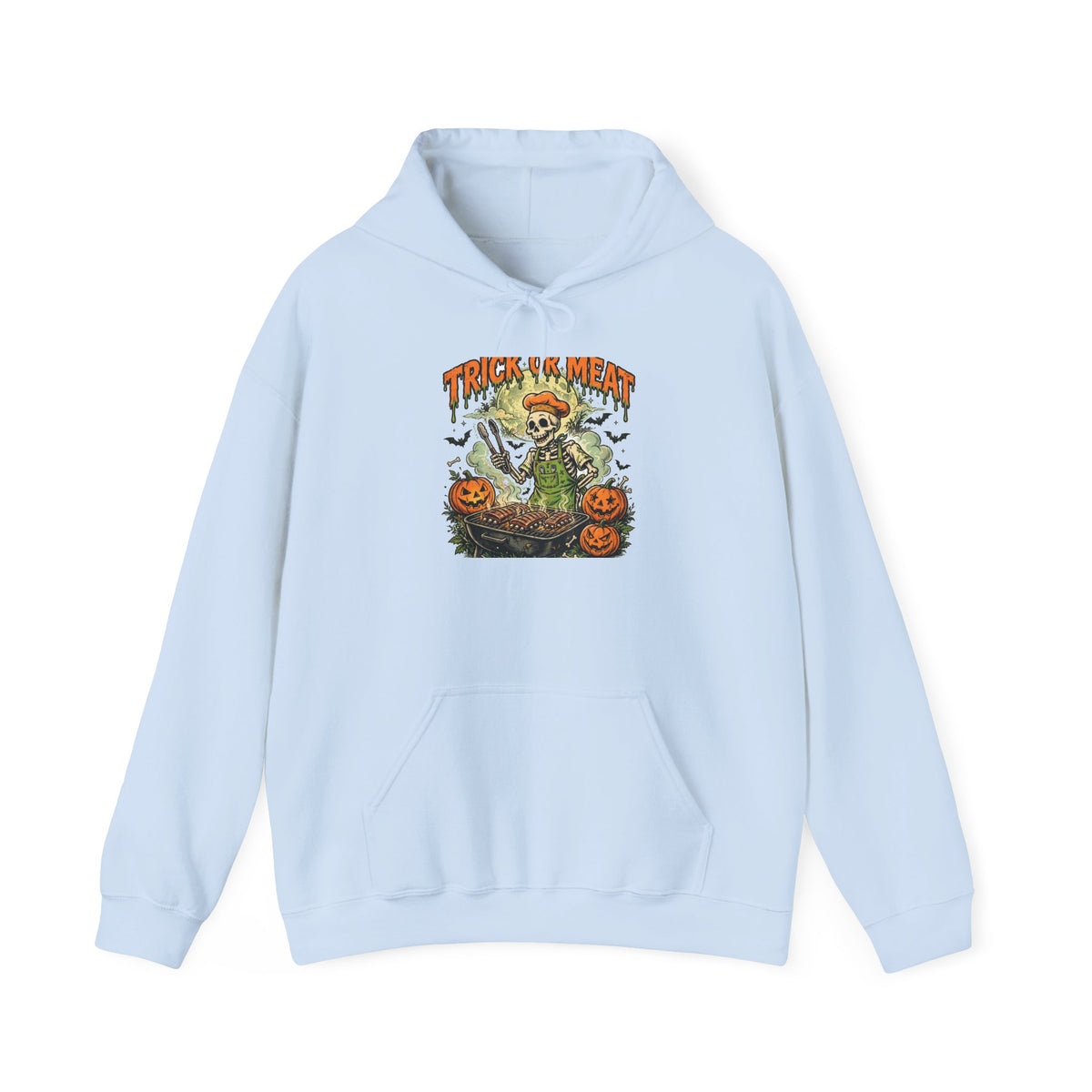 Trick or Meat Hoodie — Funny Halloween BBQ Skeleton Pullover