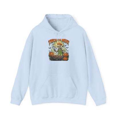 Trick or Meat Hoodie — Funny Halloween BBQ Skeleton Pullover