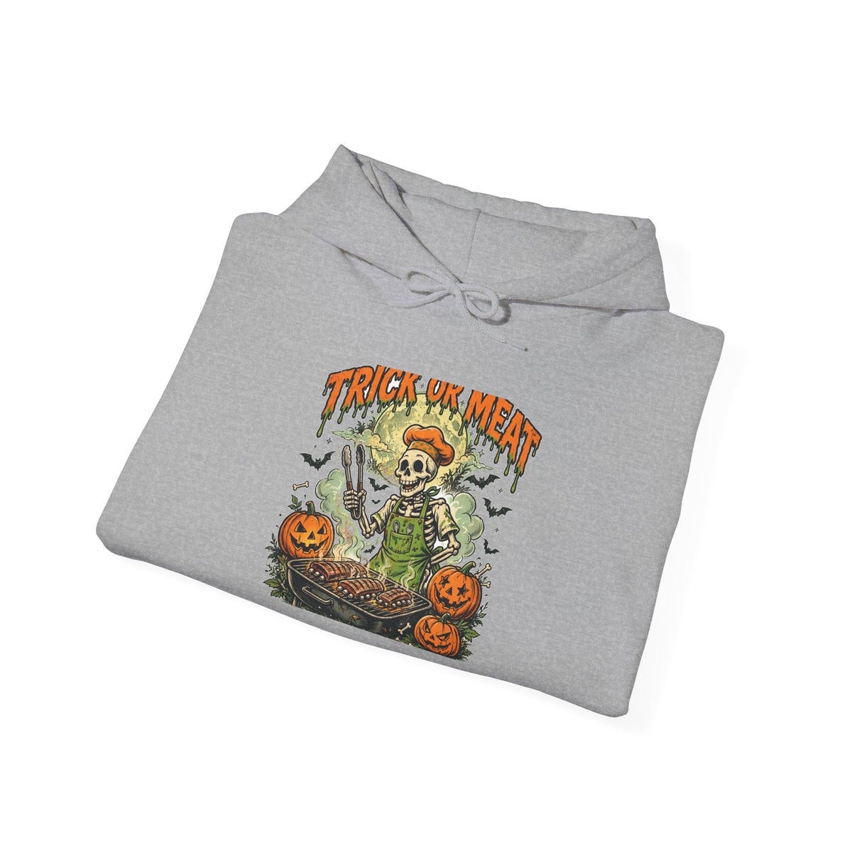 Trick or Meat Hoodie — Funny Halloween BBQ Skeleton Pullover