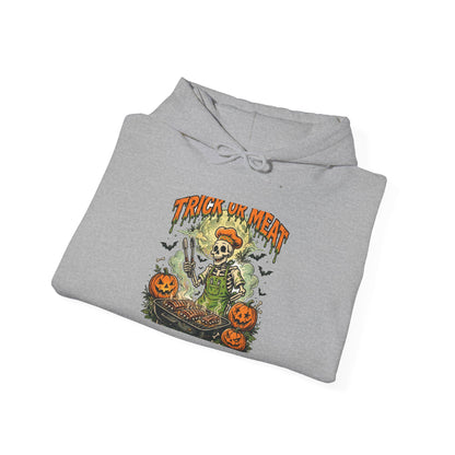 Trick or Meat Hoodie — Funny Halloween BBQ Skeleton Pullover