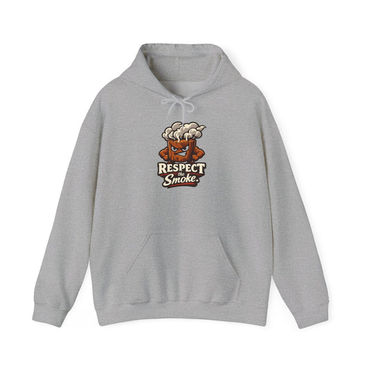 Respect the Smoke Hoodie – Retro Cartoon BBQ / Grilling Pullover