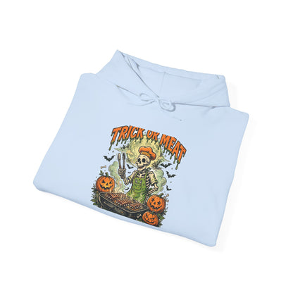 Trick or Meat Hoodie — Funny Halloween BBQ Skeleton Pullover