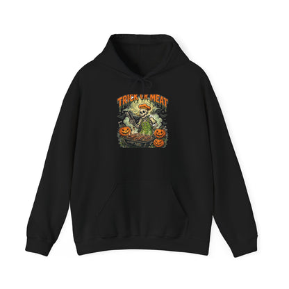 Trick or Meat Hoodie — Funny Halloween BBQ Skeleton Pullover