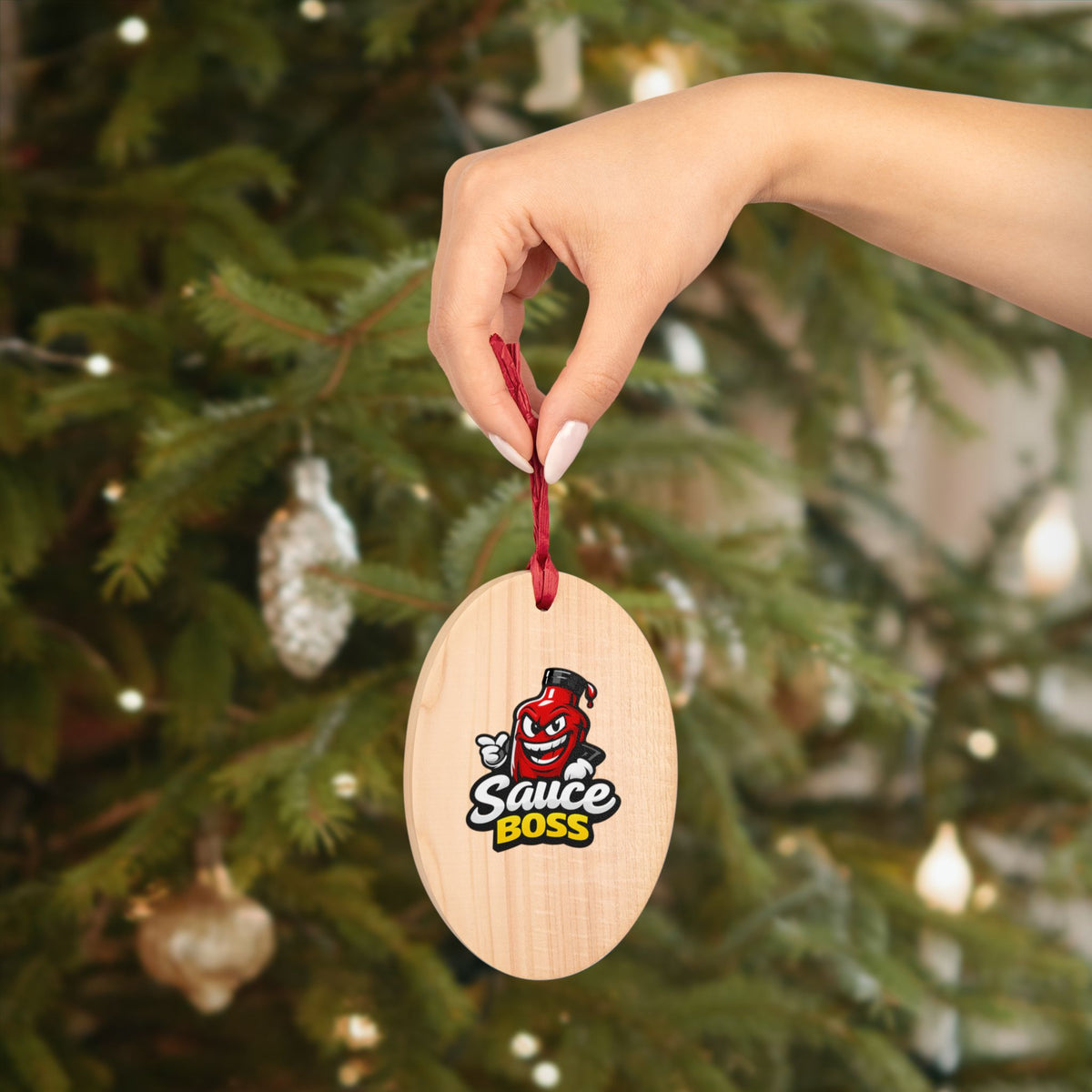 Sauce Boss Wooden Ornament — Funny BBQ Christmas Ornament