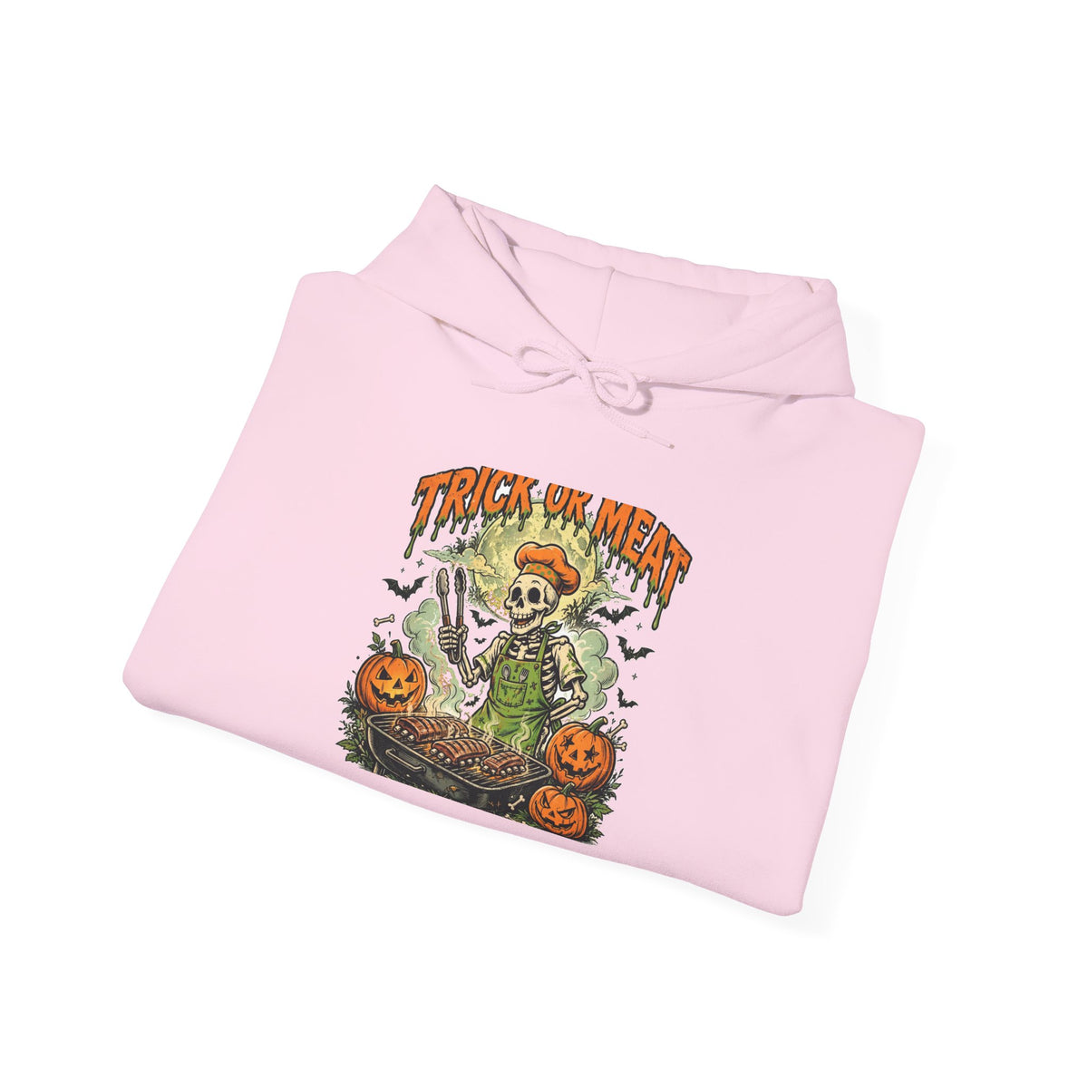 Trick or Meat Hoodie — Funny Halloween BBQ Skeleton Pullover