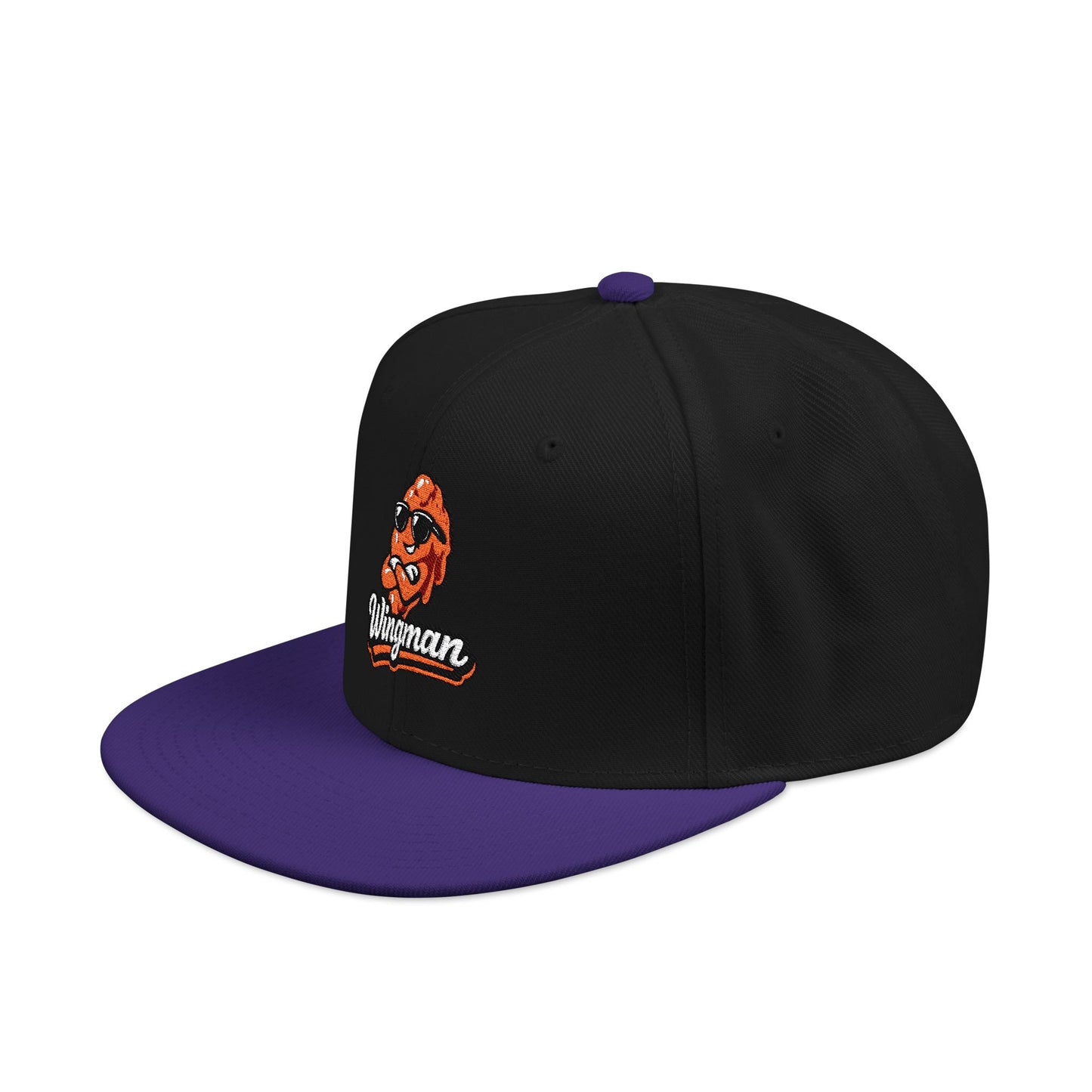 Embroidered Orange Mascot Snapback Hat — Retro Sports Logo Cap