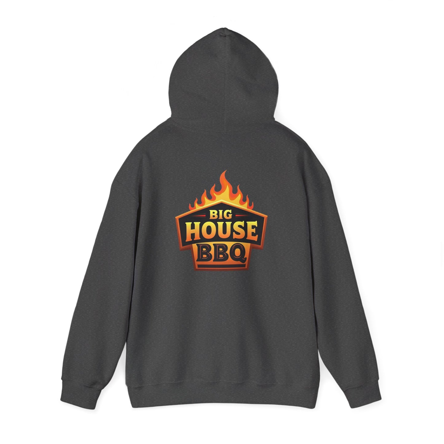 Big House BBQ Hoodie — Flame Logo Pullover for Grill Lovers