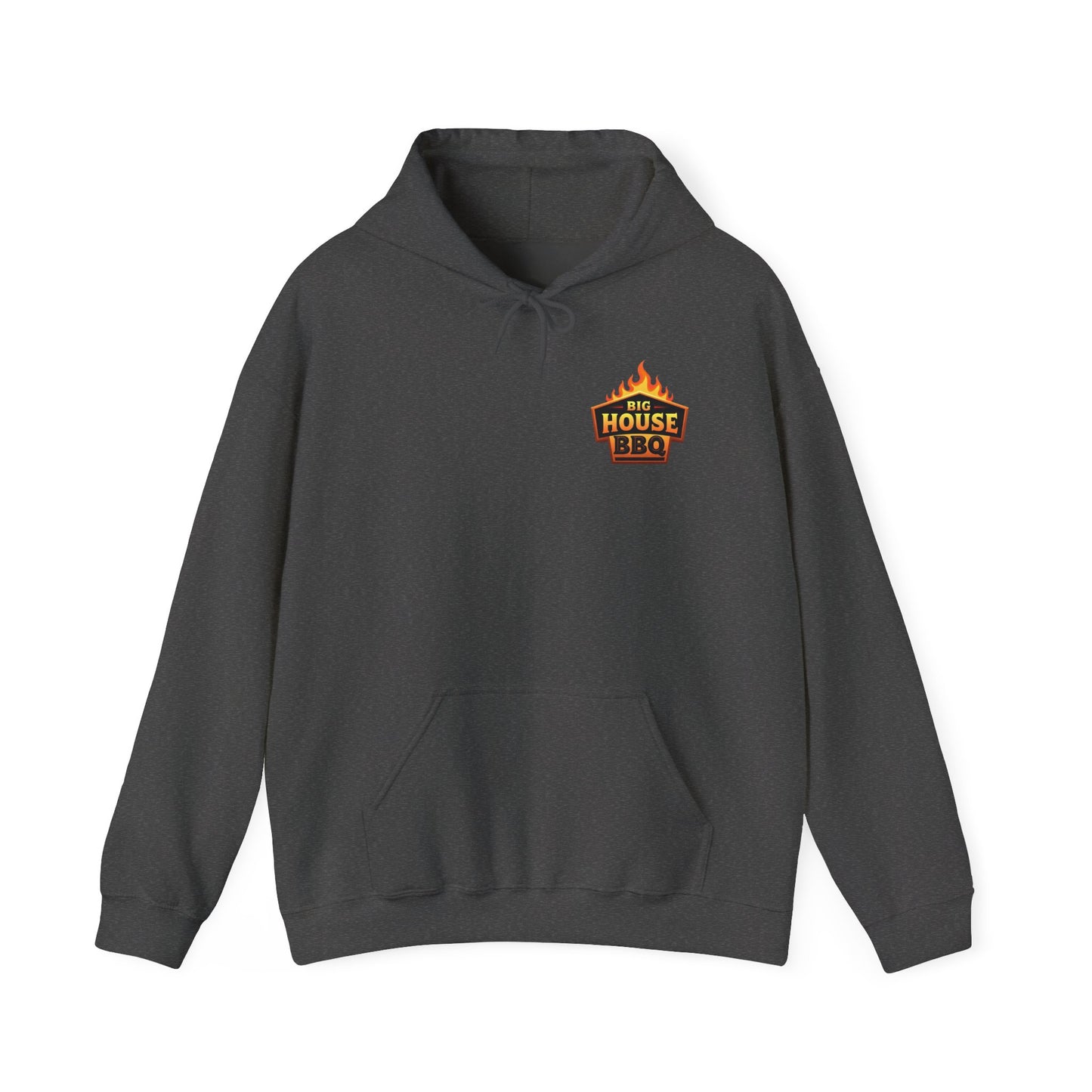 Big House BBQ Hoodie — Flame Logo Pullover for Grill Lovers