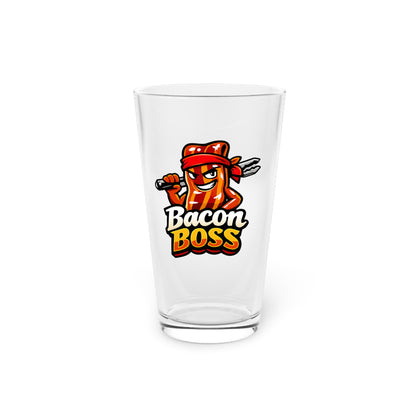 Bacon Boss Pint Glass — Funny BBQ Beer Glass, 16oz