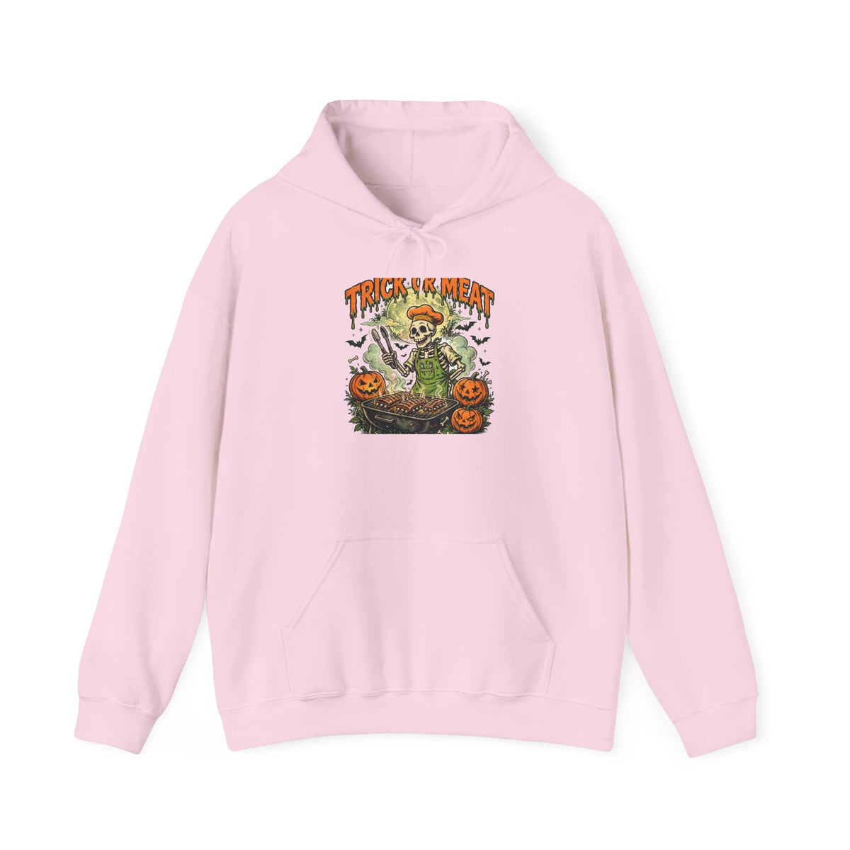 Trick or Meat Hoodie — Funny Halloween BBQ Skeleton Pullover