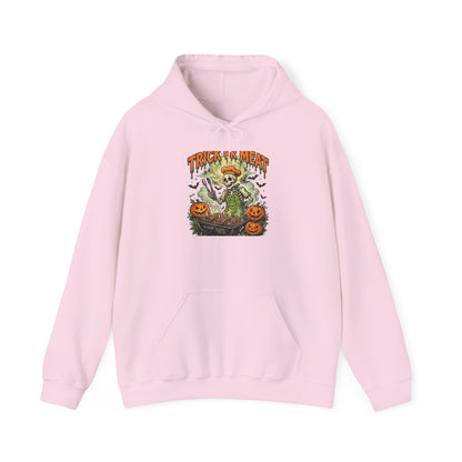 Trick or Meat Hoodie — Funny Halloween BBQ Skeleton Pullover