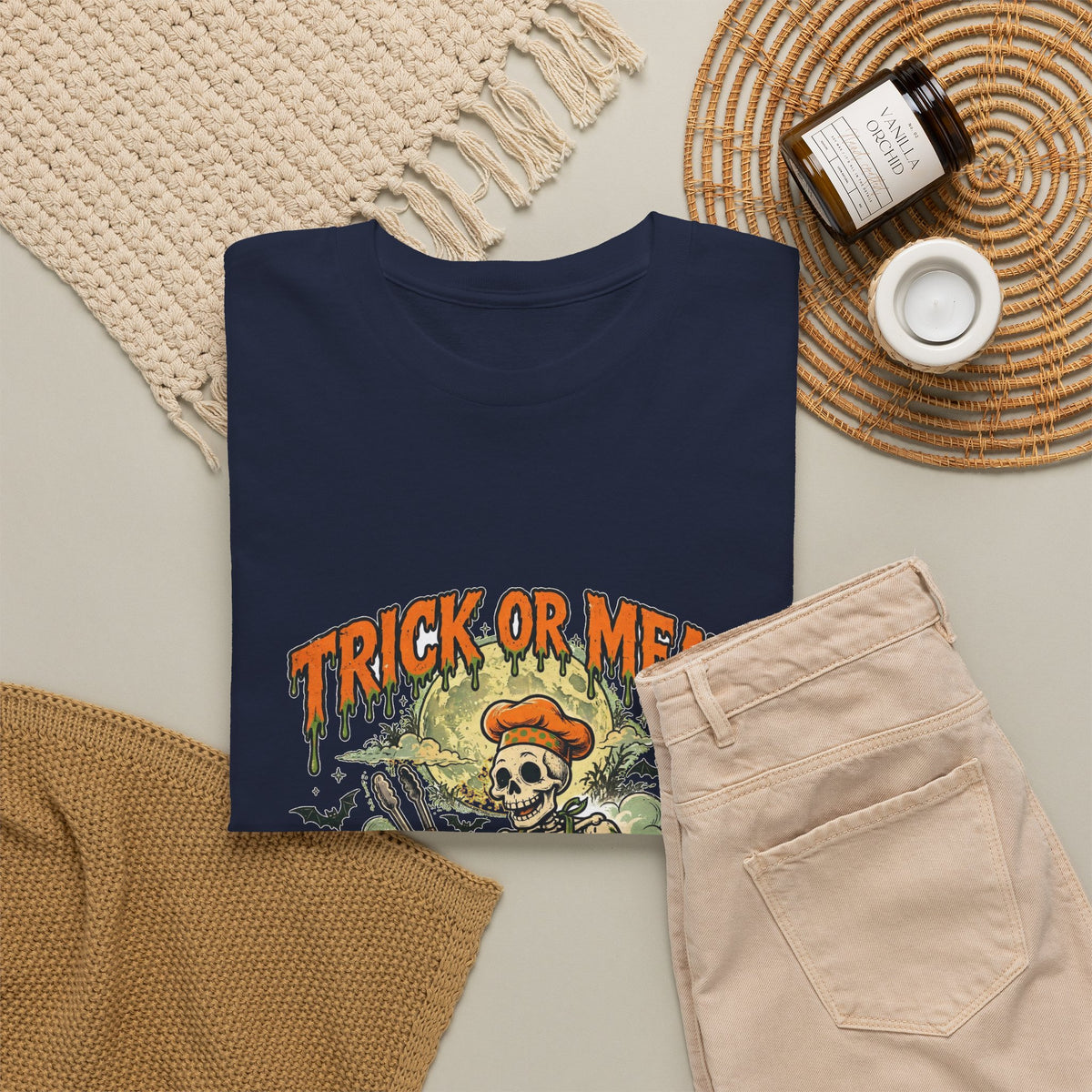 Trick or Meat Tee — Funny Halloween BBQ Skeleton T-Shirt