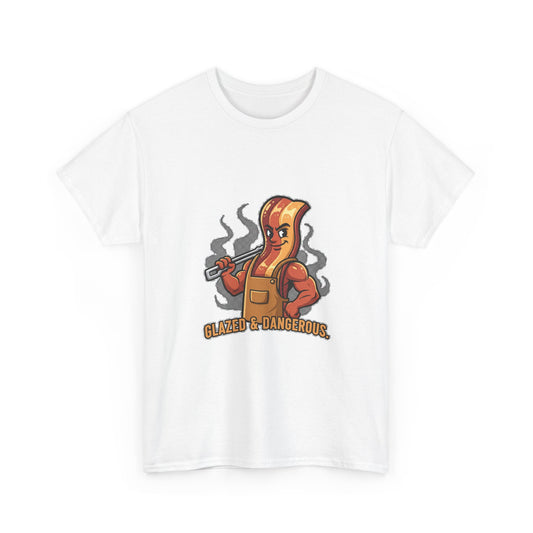 Glazed & Dangerous Tee — Funny BBQ Bacon Character T-Shirt