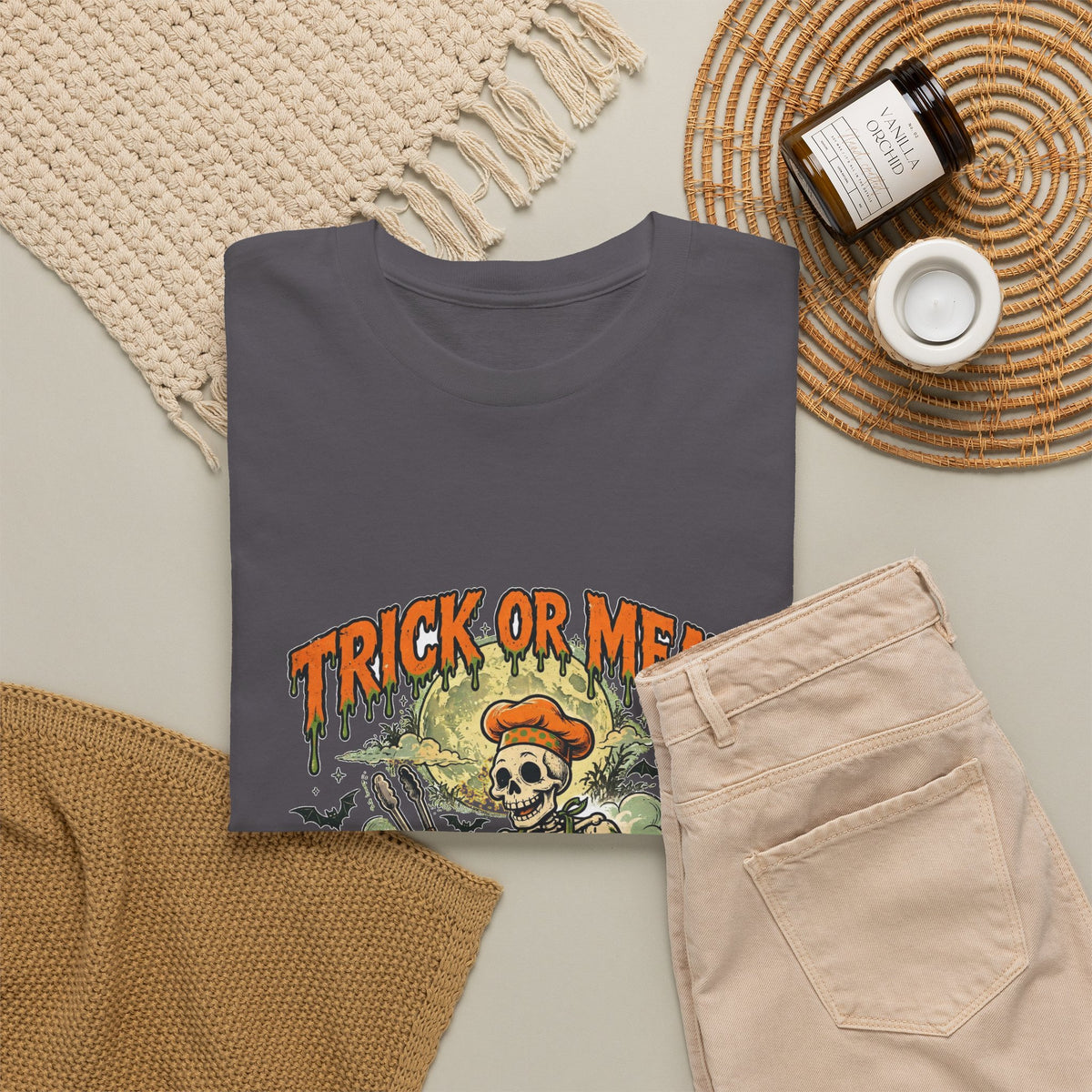 Trick or Meat Tee — Funny Halloween BBQ Skeleton T-Shirt