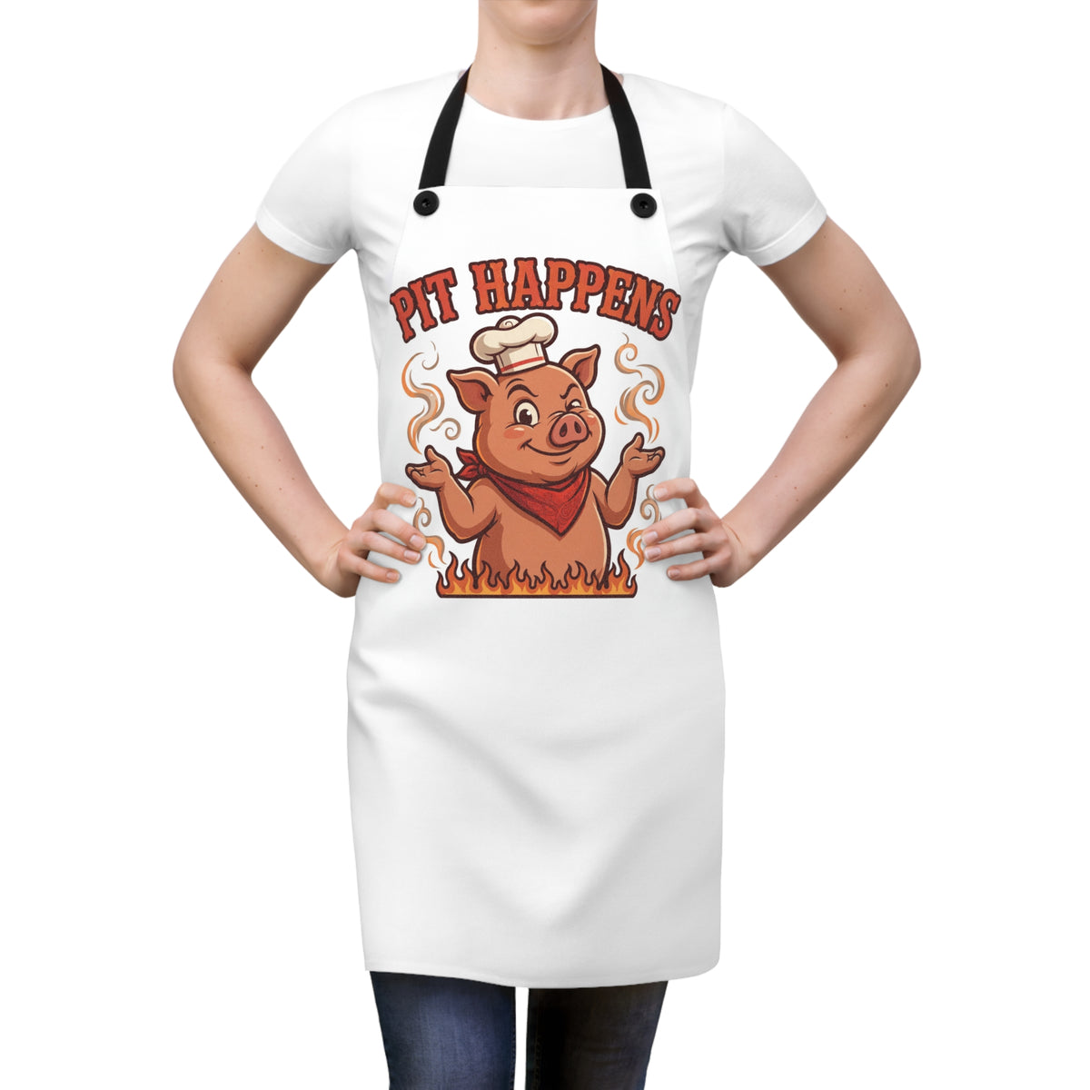 Pit Happens Apron -- Funny BBQ Pig Pitmaster Grilling Apron
