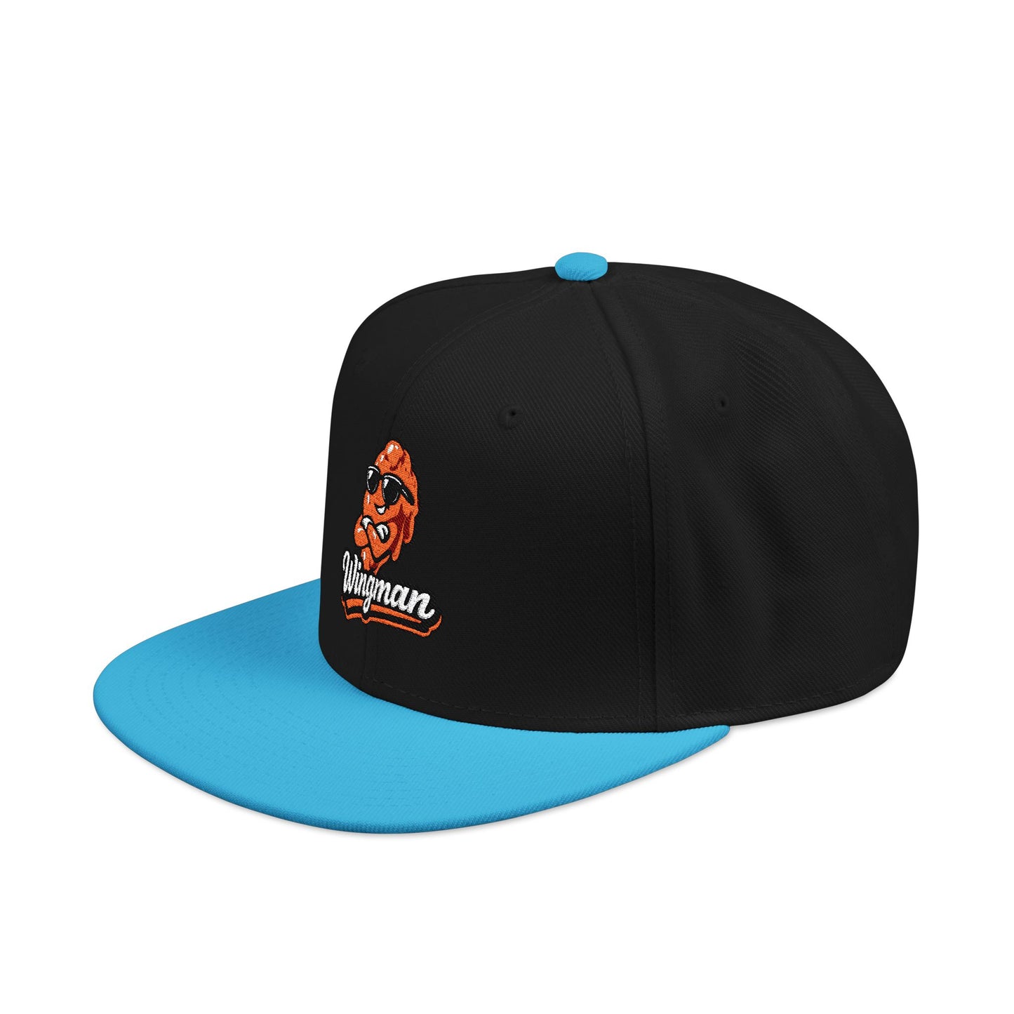 Embroidered Orange Mascot Snapback Hat — Retro Sports Logo Cap