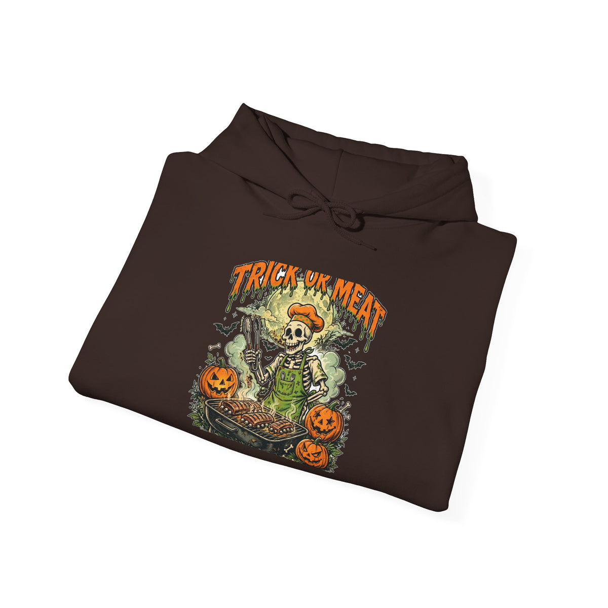 Trick or Meat Hoodie — Funny Halloween BBQ Skeleton Pullover