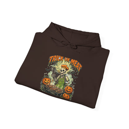 Trick or Meat Hoodie — Funny Halloween BBQ Skeleton Pullover