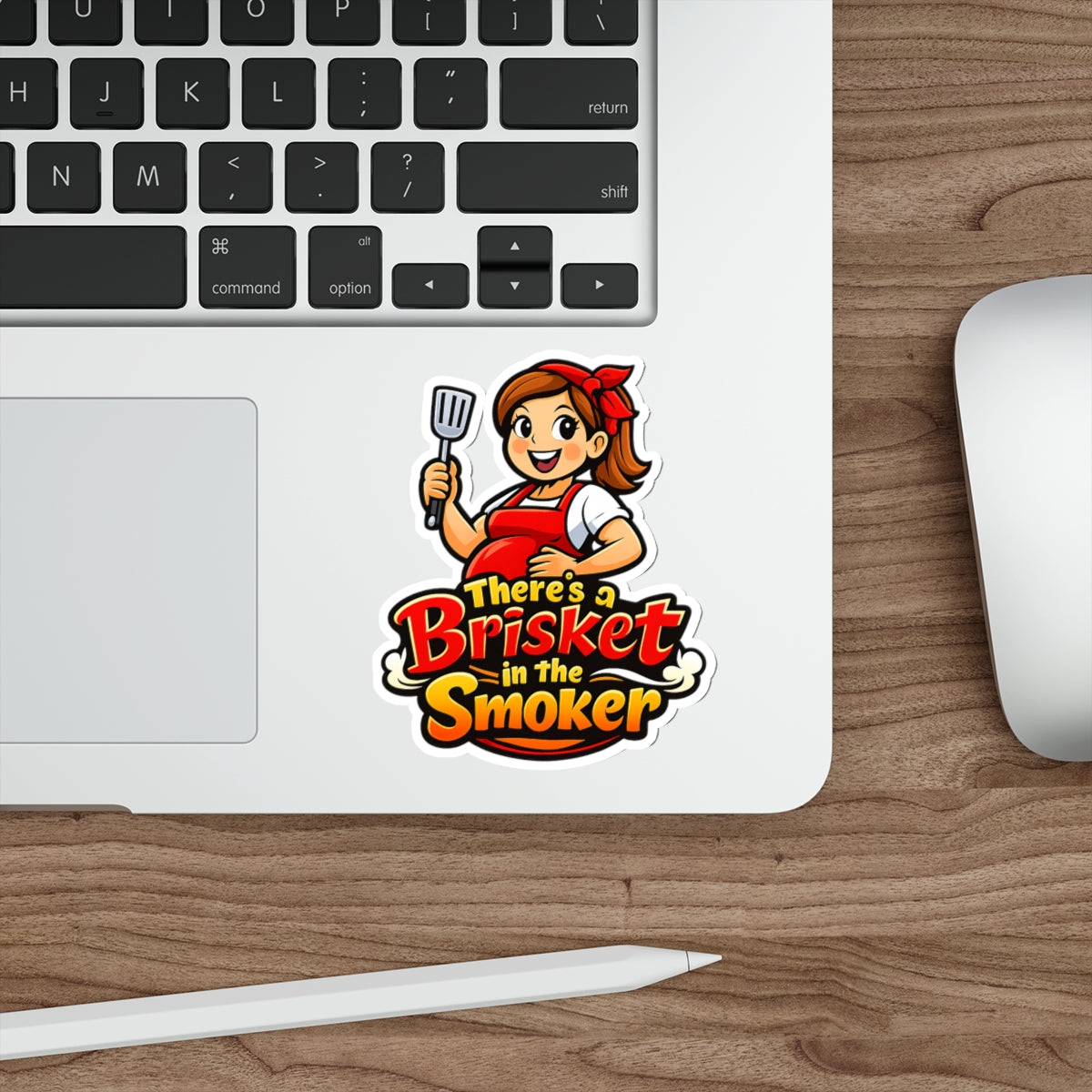 There's a Brisket in the Smoker Die-Cut Sticker — Funny BBQ Sticker