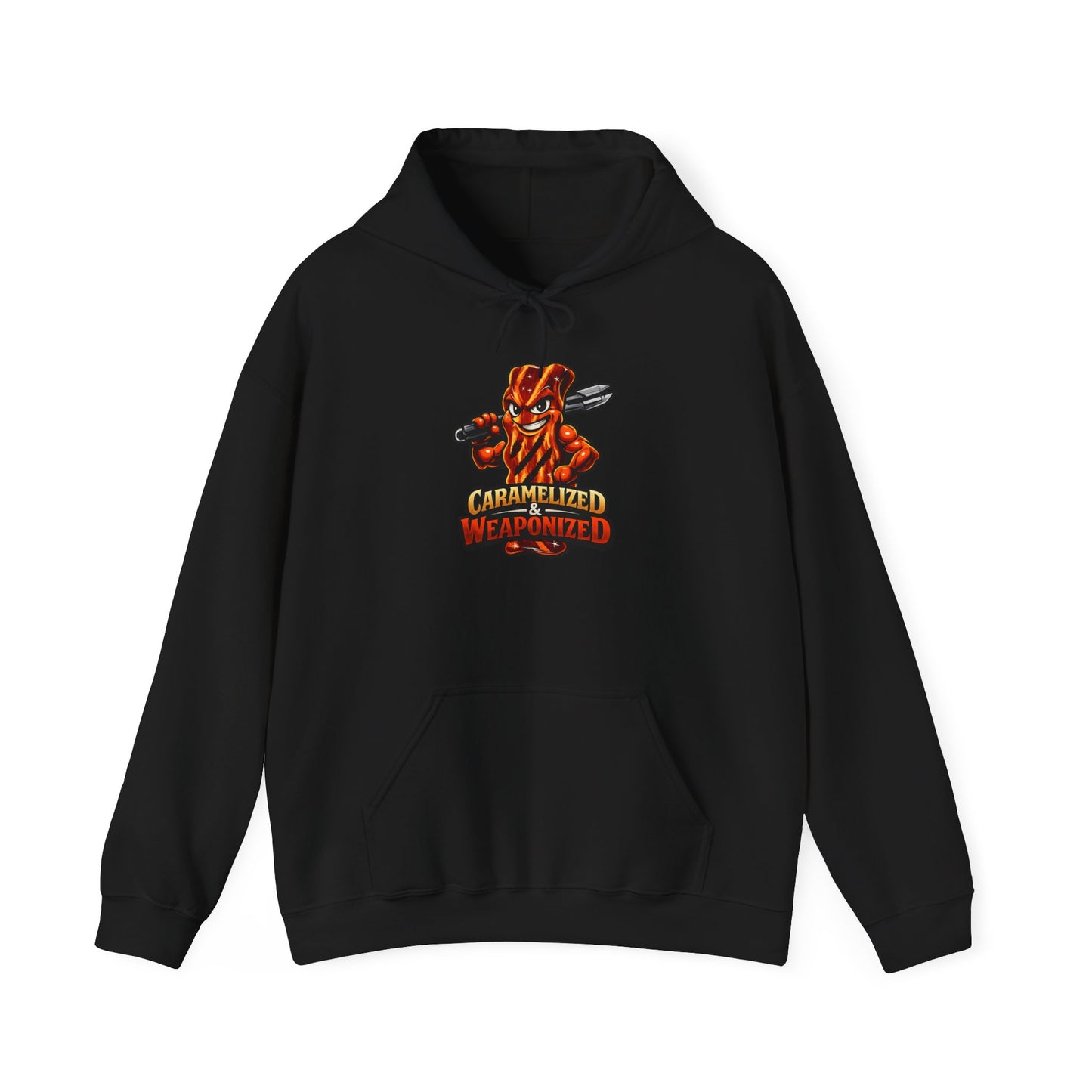 Caramelized & Weaponized Hoodie – Funny Candy Mascot Graphic Sweatshirt