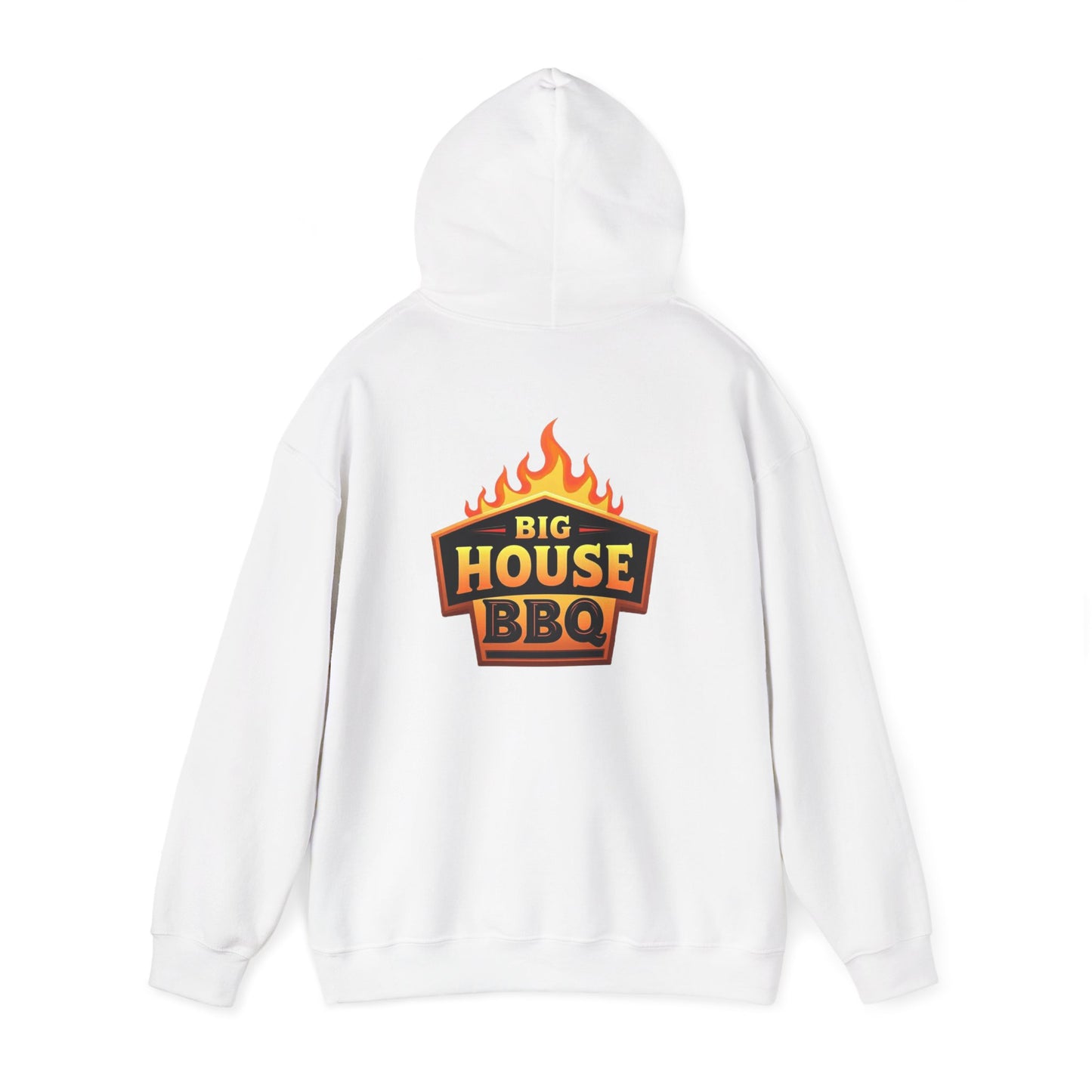 Big House BBQ Hoodie — Flame Logo Pullover for Grill Lovers
