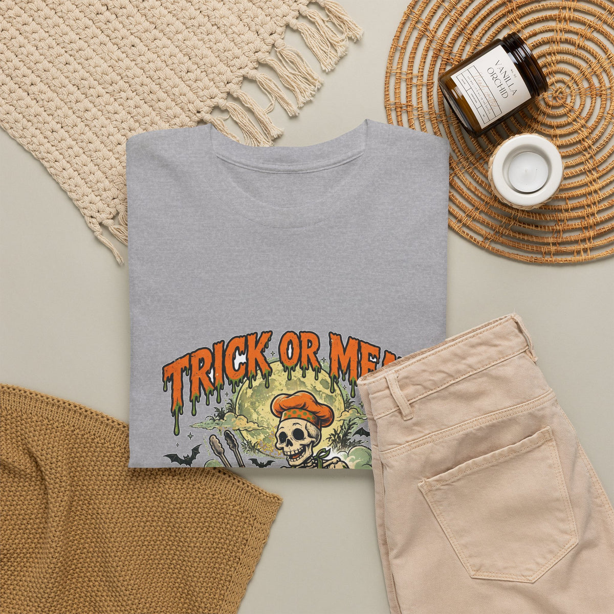 Trick or Meat Tee — Funny Halloween BBQ Skeleton T-Shirt
