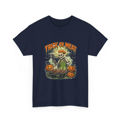 Trick or Meat Tee — Funny Halloween BBQ Skeleton T-Shirt