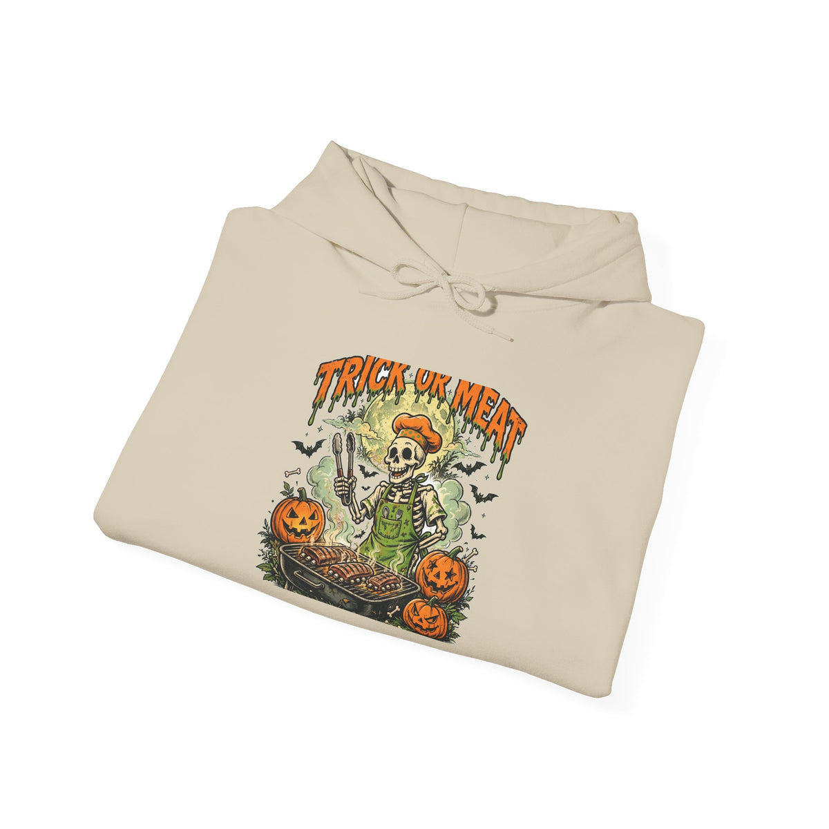 Trick or Meat Hoodie — Funny Halloween BBQ Skeleton Pullover